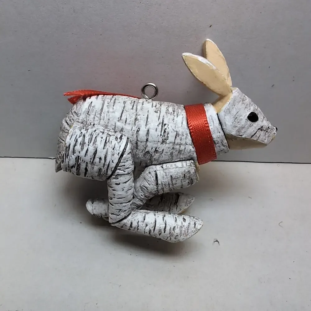 Hallmark Christmas‎ Ornament Birch Hare Wood Look Running Rabbit 2023